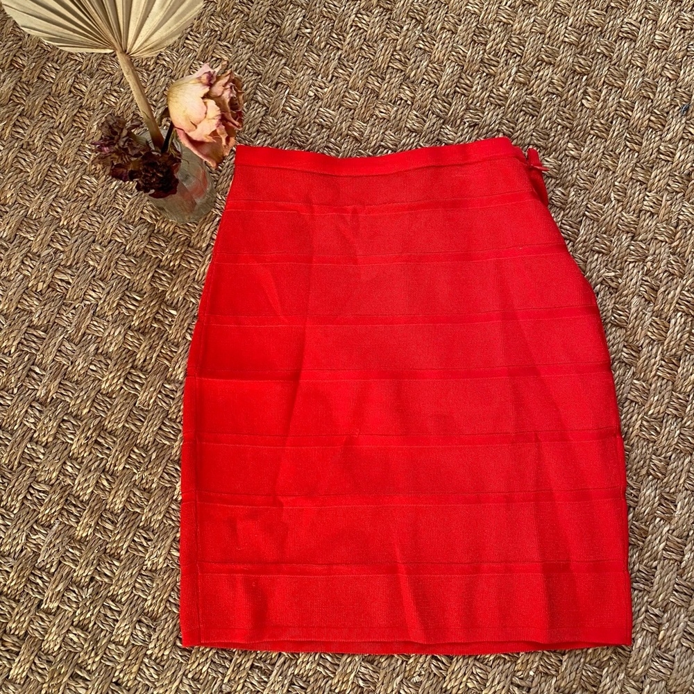 Armani Exchange red bandage skirt
